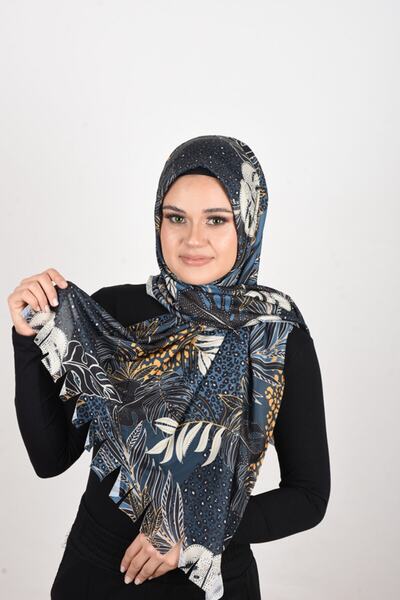 OykumBone وشاح شال جاهز من الليكرا مع أنماط أوراق الشجر