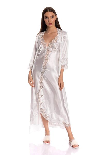 Espuar 295 High Quality Satin Lace Nightgown and Dressing Gown Set