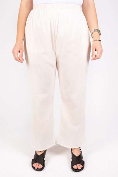 Kardelen Butik Ümraniye بنطلون قماش شيله كريمي نسائي