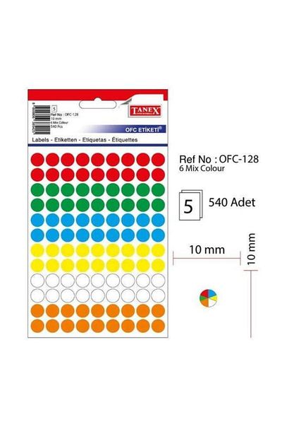 Tanex Μικτό χρώμα Ofc-128 Θερμική ετικέτα Πολύχρωμη στρογγυλή 10 mm