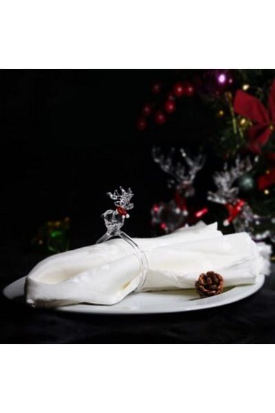 ADAMODART New Year's Special Deer Figured Handmade Glass 6-Piece Napkin Ring