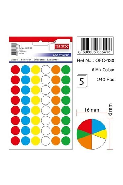 Tanex Ofc-130 Θερμική Ετικέτα Μικτό Χρώμα 16 Χλστ