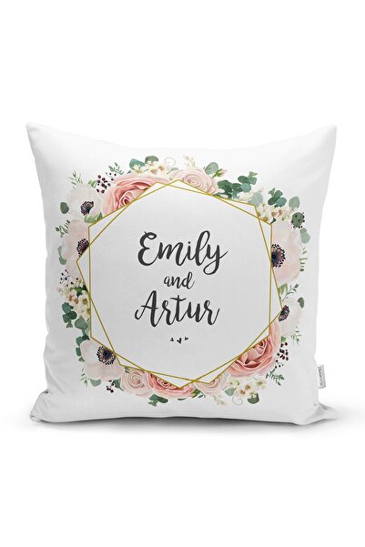 Realhomes Özel Tasarım Isimli Çiçek Desenli Dijital Baskılı Kırlent Kılıfı