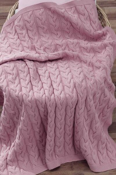 Ecocotton Organik Pamuk Bebek Örgü Battaniye Baby Love-Pembe
