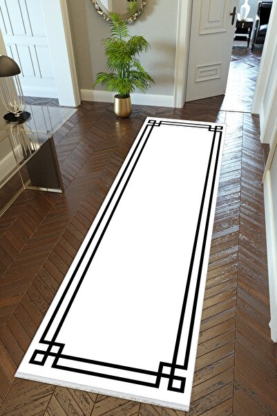 10 Post Online White and Black Thin Digital Printed Runner - Cutting and Destroyable Non-Slip Base