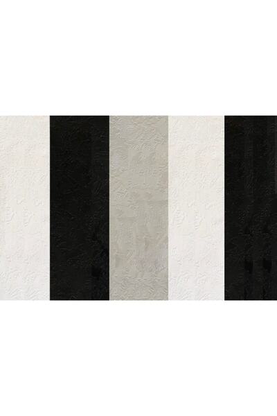 3D White Siyah Beyaz Çizgili Dokulu Yüzey Silinebilir Duvar Kağıdı 5m2