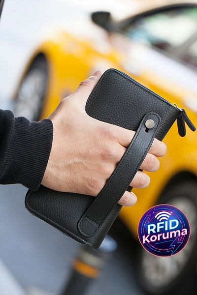 Garbalia Černá kabelka z pravé kůže Orleans s blokováním RFID s držákem na peněženku s přihrádkou na telefon