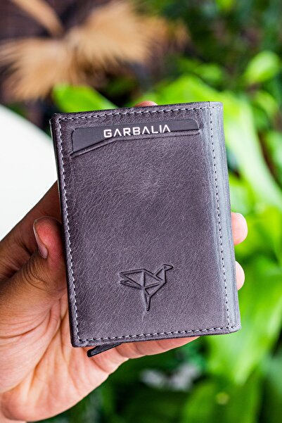 Garbalia Bryant Crazy Deri Mekanizmalı Gri Kartlık Cüzdan