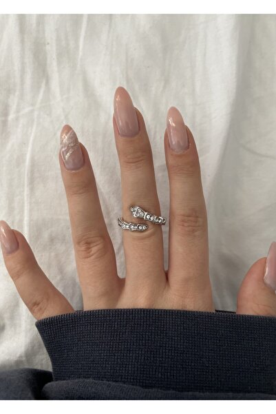 KİLİGİSTANBUL خاتم ثعبان حجري فضي اللون لامع