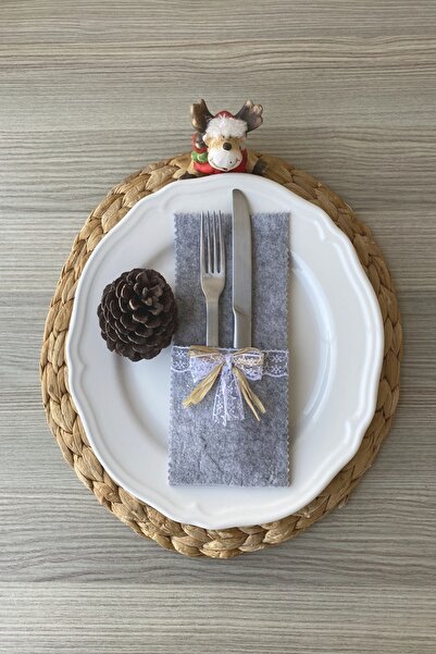 Shepidi 6 Pieces New Year's Table Decorative Felt Spoon Holder Knife Holder Fork Holder Napkin Holder