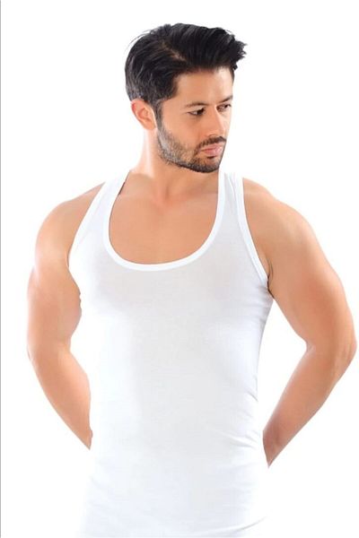 GÜNEY ÇORAP Men's White Combed Cotton Undershirt
