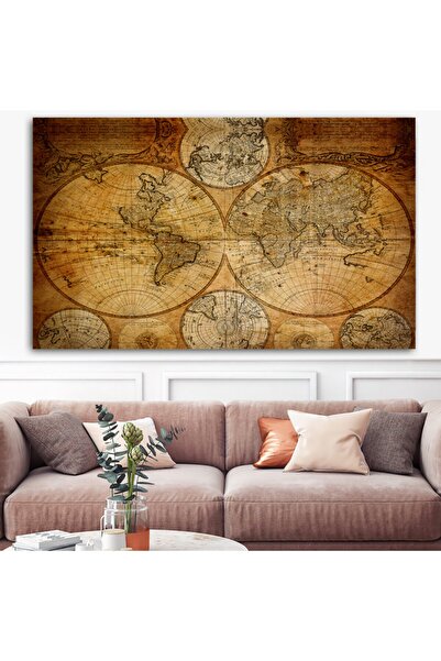 Sebenta Extra Dev Boyut Tarihi Dünya Haritası Kanvas Tablo (100cm X 150cm)