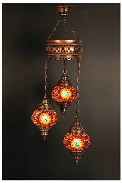 DezHome 3'lü Mozaik Sarkıt Avize Otantik Bohem