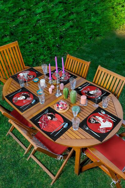 Realhomes مجموعة تقديم أمريكية بتصميم خاص مكونة من 6 قطع على شكل امرأة ياباني...