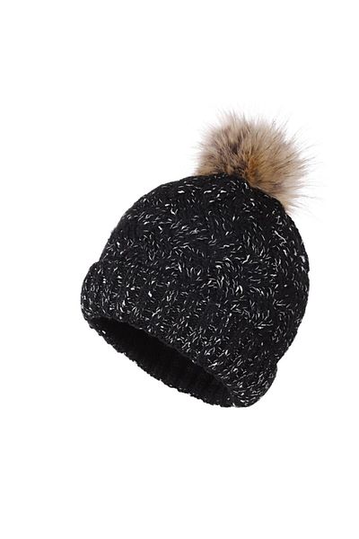 Fonem Women's Pompom Fussel Beret Fo 2589 Black