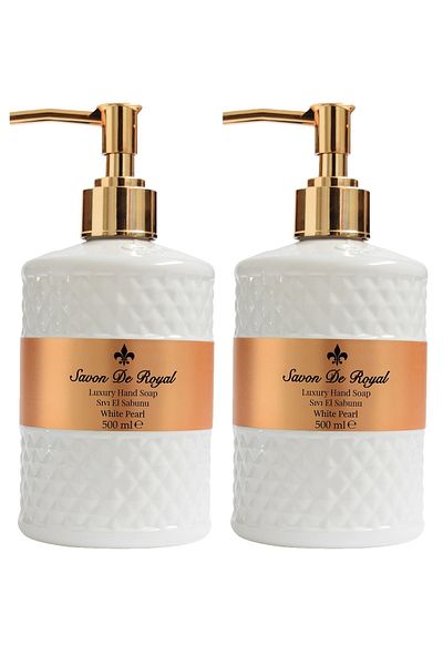 Savon De Royal Luxury Vegan Liquid Soap White Pearl 500 ml 2 Pieces, Musk, Vanilla