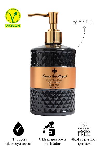 Savon De Royal Luxury Vegan Liquid Soap Black Pearl 500 ml |   Orange, Vanilla