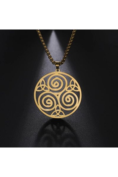 Viking Celtic Triangle Trinity & Triquetra Scandinavian Nordic Design Men's 316l Steel Necklace