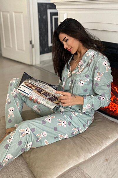PEMBİŞ HOMEWEAR Feel Rabbit 2 Li Gömlek Yaka Süpersoft Pijama Takımı