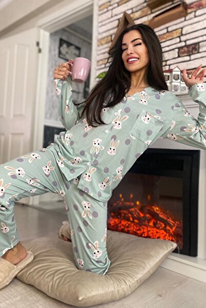 PEMBİŞ HOMEWEAR Feel Rabbit 2 Li Gömlek Yaka Süpersoft Pijama Takımı