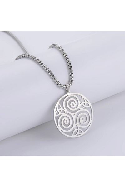 Viking Celtic Triangle Trinity & Triquetra Scandinavian Nordic Design Men's 316l Steel Necklace