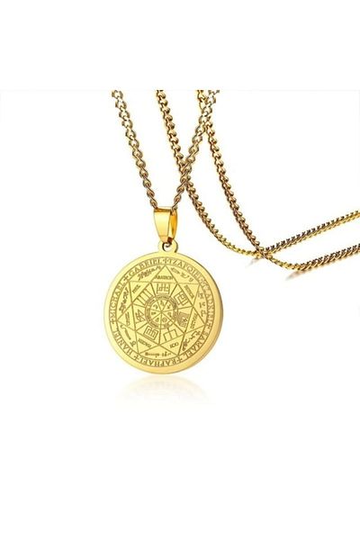 Viking Seal of Solomon Seven Archangels St Michael Steel Necklace