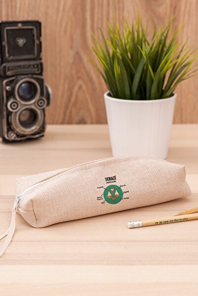 Procity Terazi Burcuna Hediye Keten Bez Kalemlik