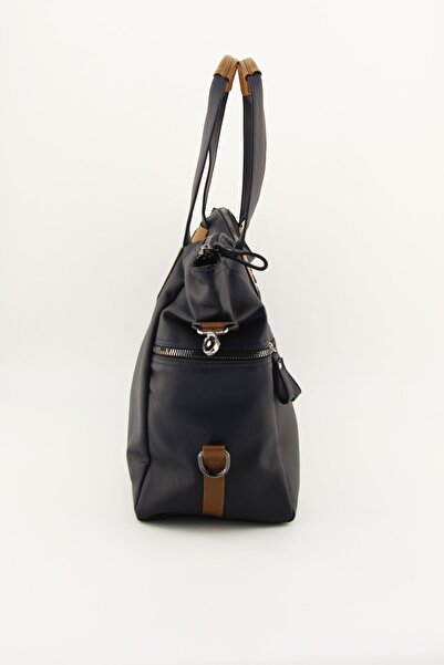 HNB Navy Blue Washed Leather Casual Tote Women's Bag