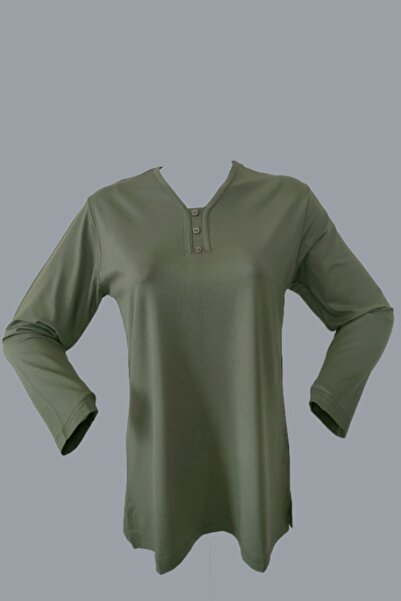 Rüya بلوزة قطنية ممشطة نسائية باللون الأخضر