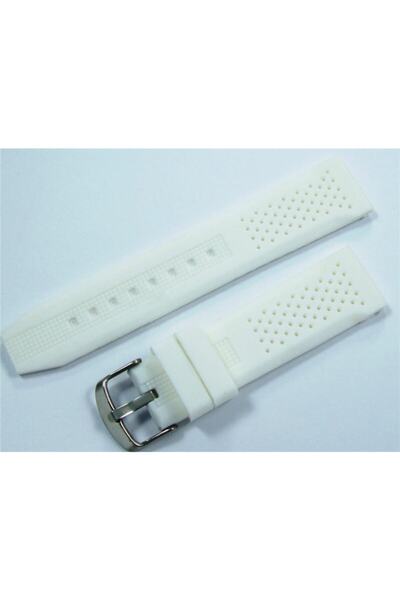 Ezgi Elektronik Lacost Model Silikon Saat Kordonu Beyaz 20mm Slikon Saat Kayışı