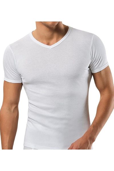 A&K ZÜMRA Men's Ribbed V-Neck Short Sleeve Undershirt & T-shirt