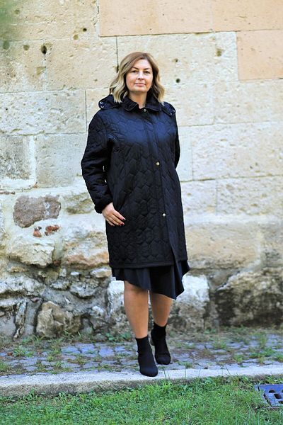 GLR&GYM Riva Hooded Quilted Winter Black Large Size Women's Coat