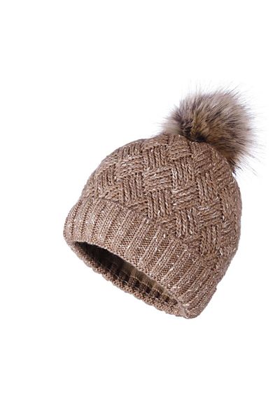 Fonem Women's Pompom Fussel Beanie Fo 2589 Beige