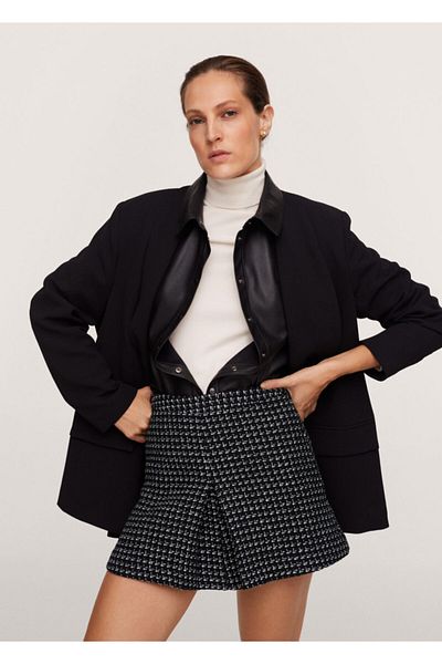 MANGO Woman Women's Black Woven Cotton Skirt