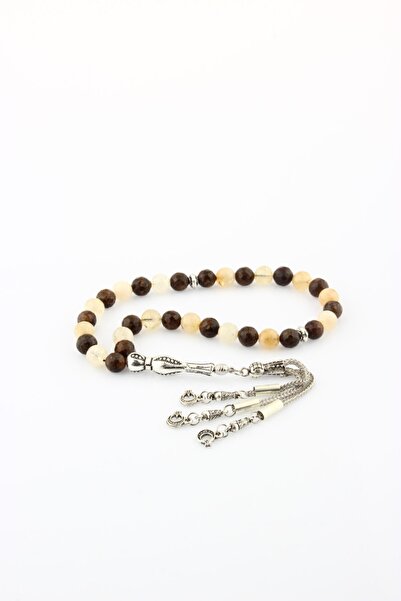 OSMANLI DEĞERLİ TAŞ 8 mm Citrin Bronzit Certificat 33 Mărgele de rugăciune di...