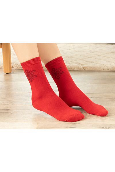 English Home Fancy Cotton Women's Socks 36-40 Red