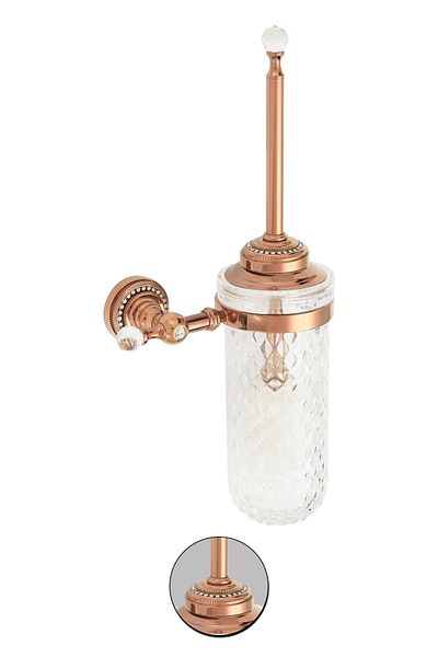 Maya Style Pvd Rose Mounted Toilet Brush Frosted Glass Brass