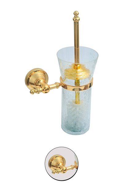 Maya Ottoman Pvd Gold Mounted Toilet Brush C Glass 100% Brass