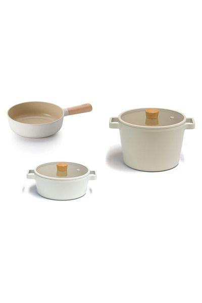 NEOFLAM Fika Aluminum Cast Glass Lid 5 Piece A Pro Cookware & Pan Set