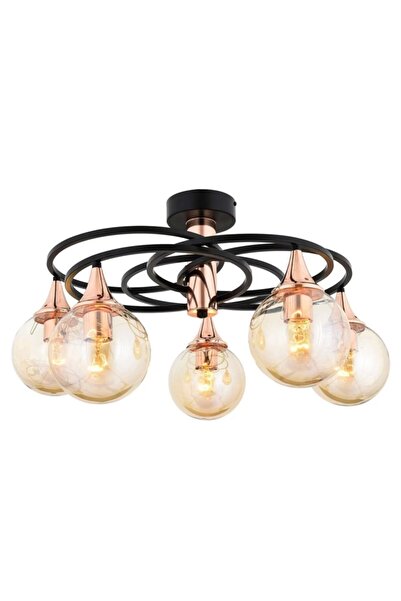 Genel Markalar Avonnı Ar-1661-5bsy Siyah Boyalı Modern Avize E27 Metal Cam 60cm