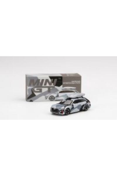 mini gt Audi Rs 6 Avant Silver Digital Camouflage W/ Roof Box 1:64