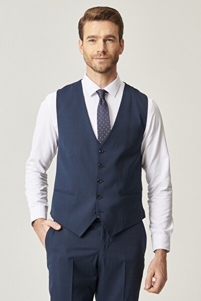 ALTINYILDIZ CLASSICS Чоловічий темно-синій екстра-слім-фіт, вузький крій, з візерунком, водонепроникний піджак, нано-костюм