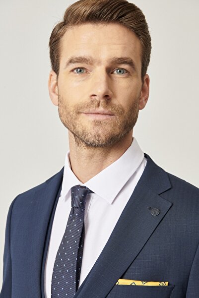 ALTINYILDIZ CLASSICS Чоловічий темно-синій екстра-слім-фіт, вузький крій, з візерунком, водонепроникний піджак, нано-костюм