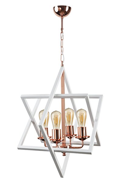 Biotronik Prizma 4 Lü Retro Beyaz Bakır Cafe - Mutfak Avize