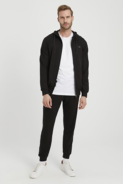 DYNAMO Мъжки черен памучен анцуг с качулка