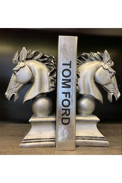 2Adam1Dekor Home Decoration Horse Book Holder Silver 25-25cm