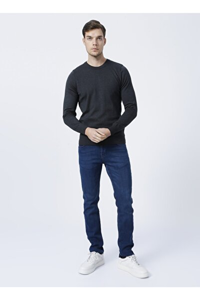 Fabrika Marco Crew Neck Basic Plain Anthracite Melange Men's Sweater
