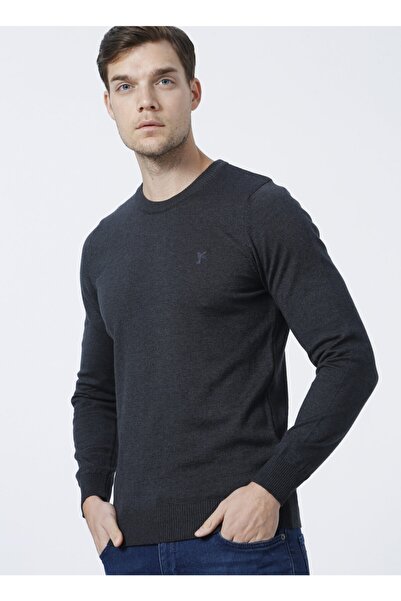 Fabrika Marco Crew Neck Basic Plain Anthracite Melange Men's Sweater
