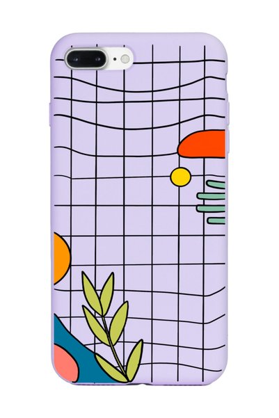 Spoyi iPhone 7 Plus - 8 Plus Compatible Line Design Lilac Launch Phone Case