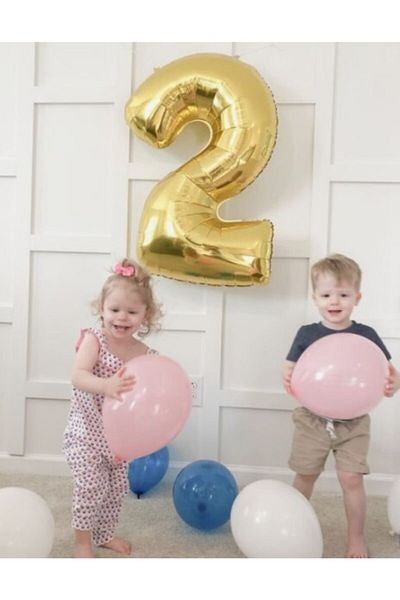 Parti dolabı 100 Cm Gold Gold Yellow Gold Large Foil 2 Number Balloon 40inc
